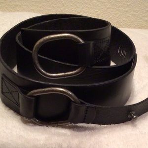 J. Jill Black Leather Silver Loop Belt Size M